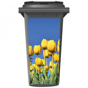 Yellow Flowers About To Bloom Wheelie Bin Sticker Panel